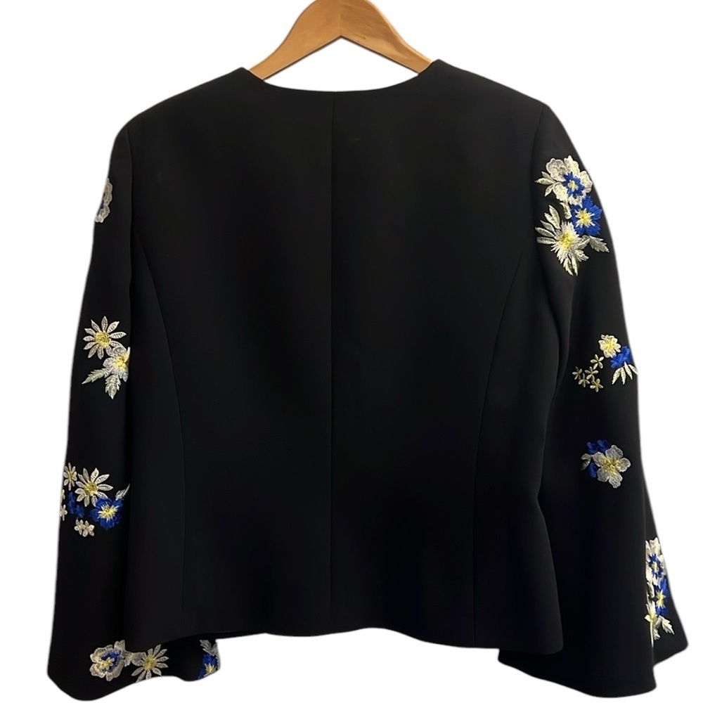 Tahari ASL Floral Embroidered Jacket Black Lined Cottagecore Fairy Whimsicore 12 - Picture 13 of 14